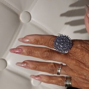 MASSIVE TANZANITE CLUSTER COCKTAIL RING AUTHENTIC GENUINE SOLID STERLING SIZE 8